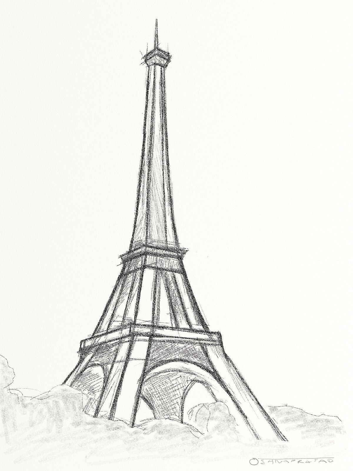 Эйфелева башня рисунок карандашом для детей